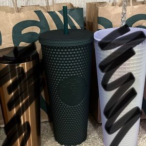 Starbucks Tinted Dark Green Bling Logo Cold Cup